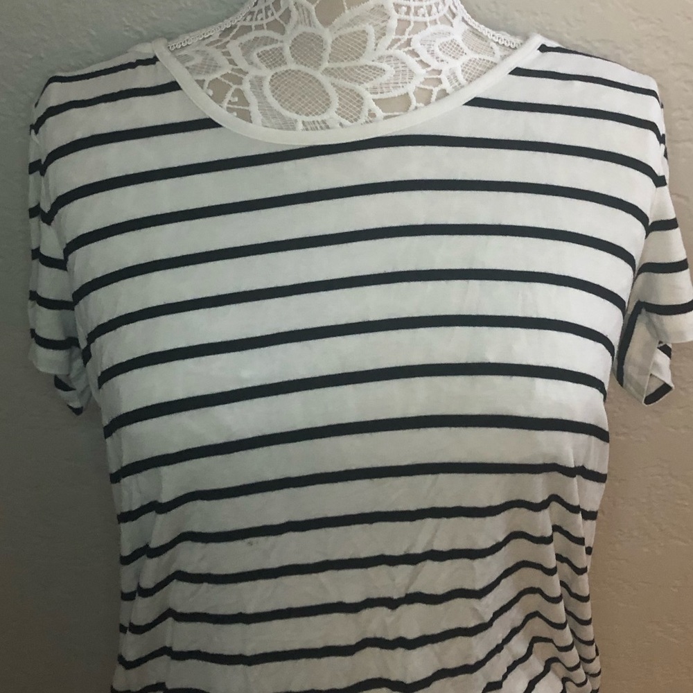 2 white and black striped tops